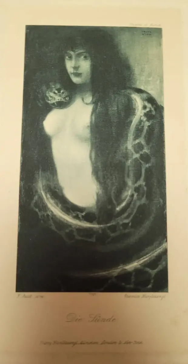 Antique Franz von Stuck "Die Sünde" (The Sin) Photogravure Print by Franz Hanfstaengl, c. 1895–1910