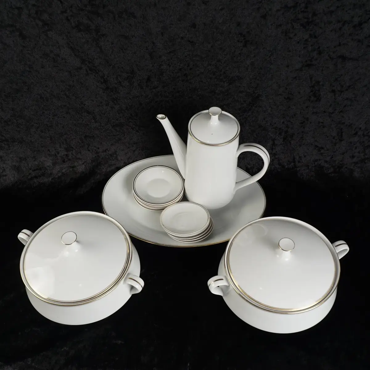 Noritake RC Sri Lanka Gold-Rim Porcelain Coffee And Serving Set, 15 Pieces