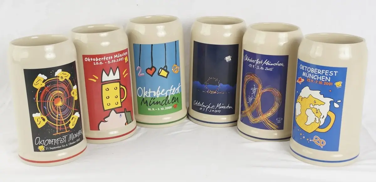 6 Rastal Oktoberfest Munchen Artist-Signed Steins, 2000-2005