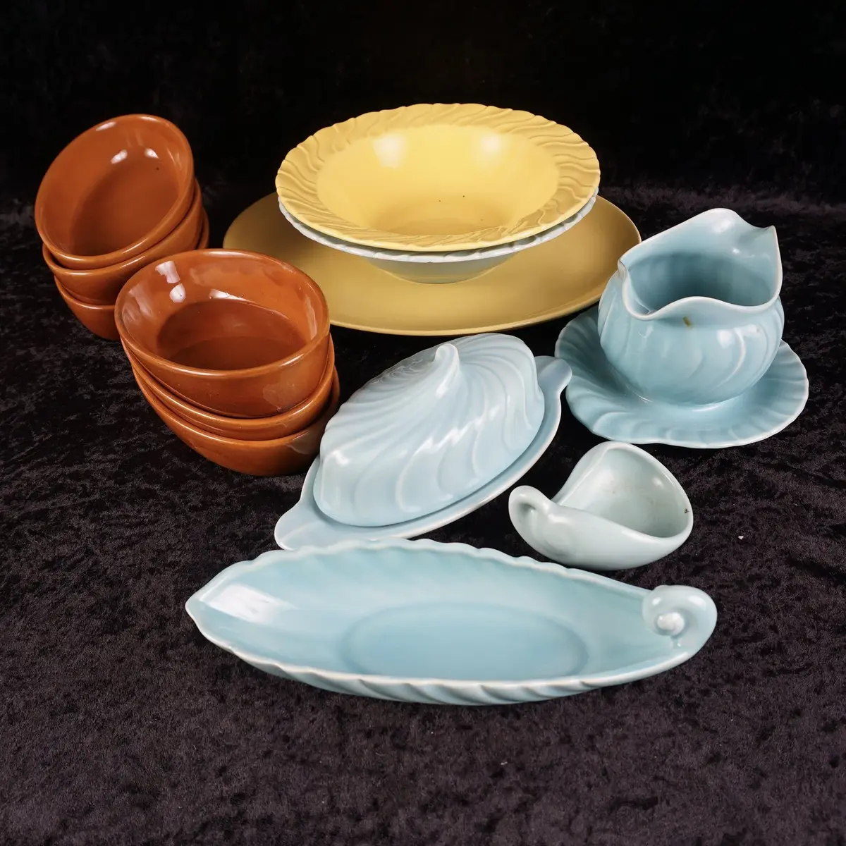 Blue and Yellow Dish Set, Franciscan Ware & California Moulin Santa Anita Ware