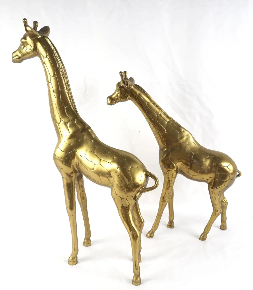 Vintage Brass Giraffe Sculptures 23" Tall