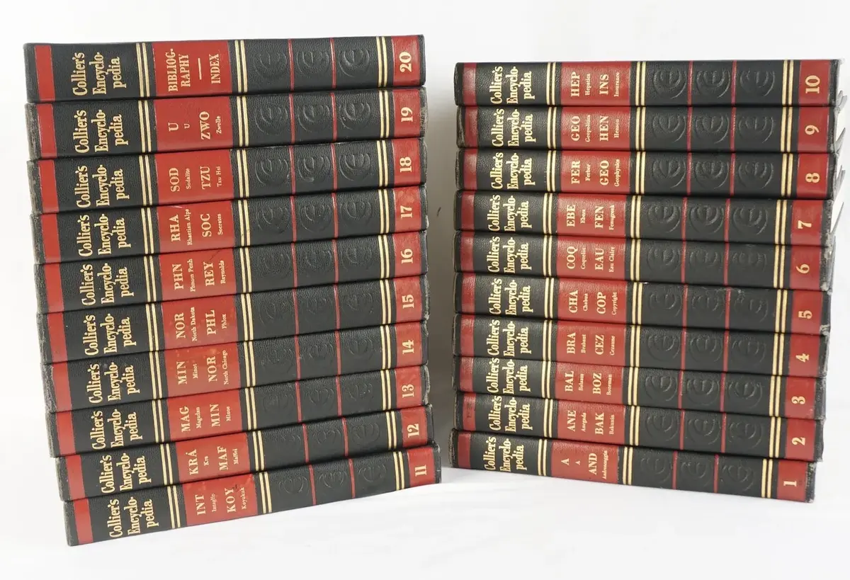 1953 Collier's Encyclopedia, Full Set Volumes 1-20 With Bibliography and Index