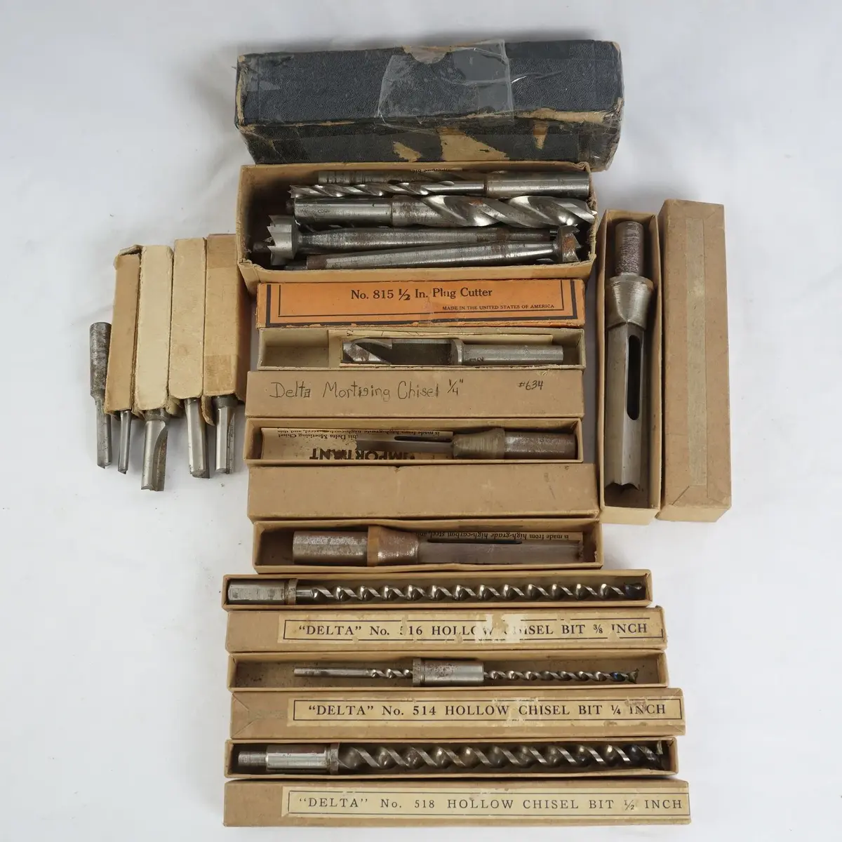 20+ Delta, Rockford And Craftsman Hollow Chisel, Mortising And Drill Bits, Some Boxed