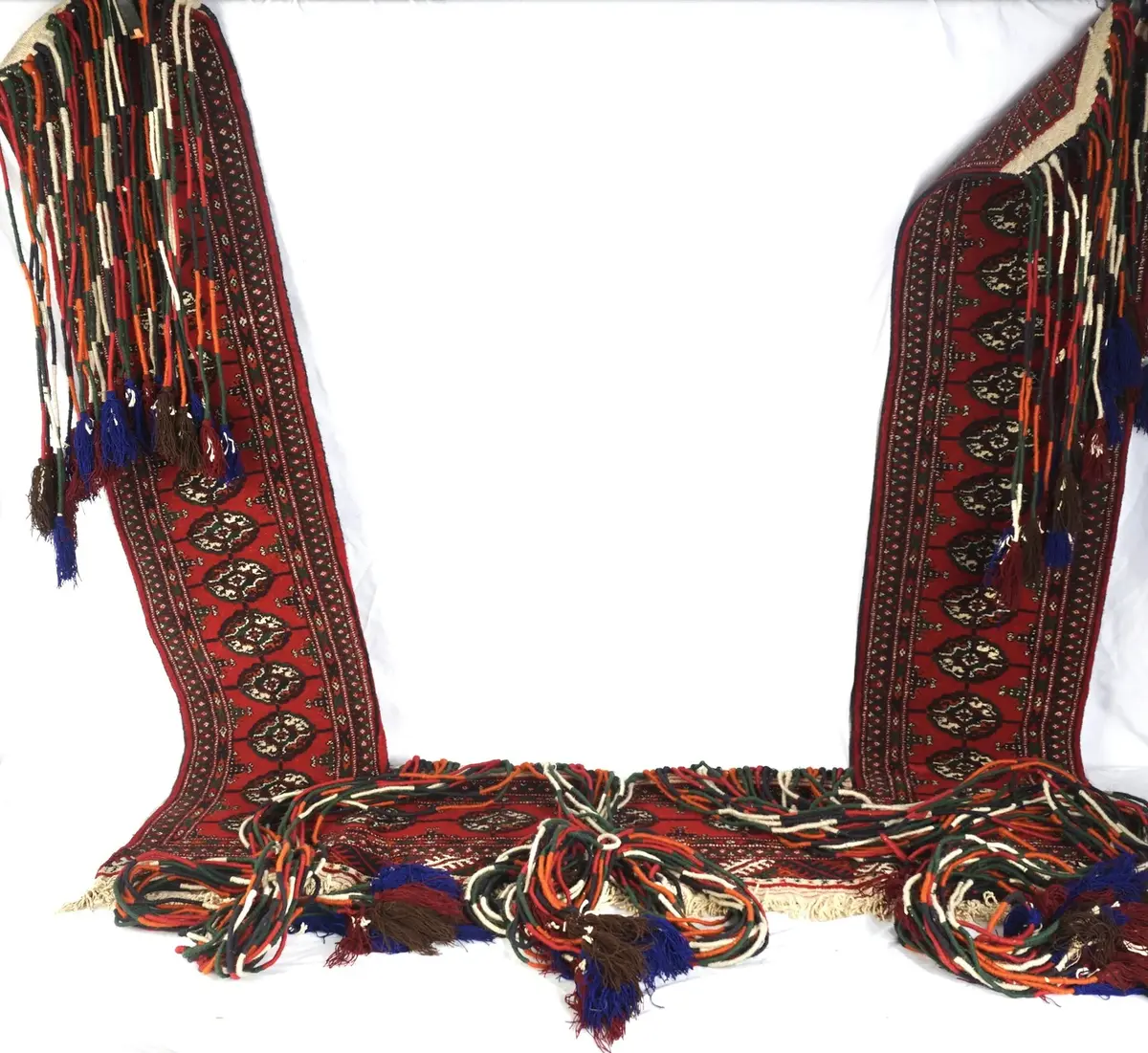 Hand-Knotted Tribal Wool Tent Trapping (Jalar) Wall Hanging, Braided Tassels, 57 x 90 In.