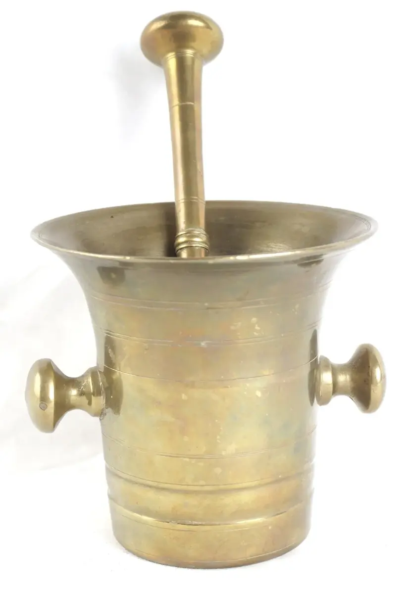 Antique Brass Mortar And Pestle