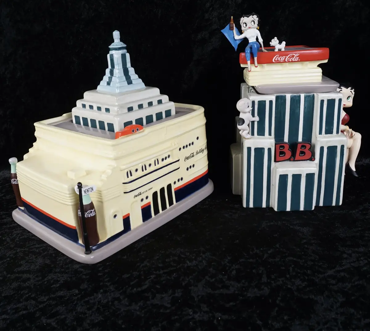 2 Vintage Coca-Cola Cookie Jars, Betty Boop Skyscraper & Coca-Cola Bottling Co. Building
