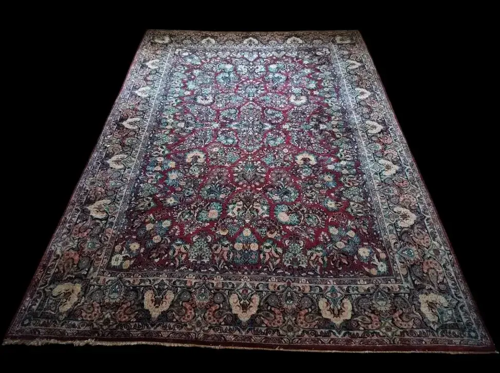 Vintage Hand-Woven Persian Rug, Red Field With Allover Floral Design