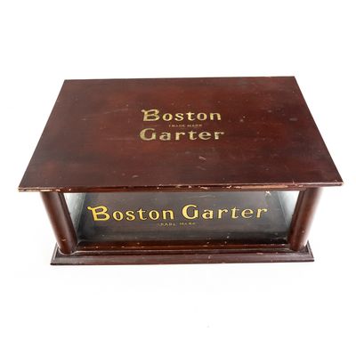 Antique Boston Garter Wood/Glass Counter Display