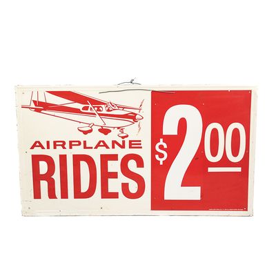 Vintage "Airplane Rides $2.00" Metal Ad Sign