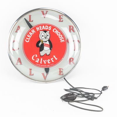 Sale Photo Thumbnail #103: Vintage Calvert Whiskey Lighted Advertising Clock