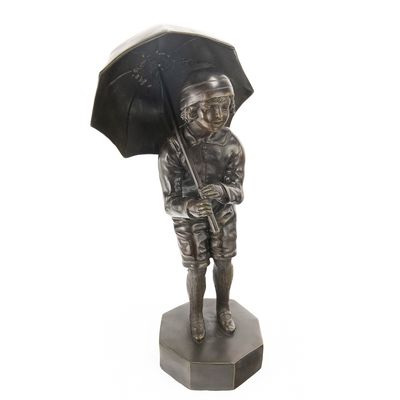 Sale Photo Thumbnail #112: Chiparus-Style "The Child with an Umbrella" Statue
