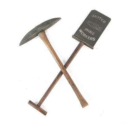 Vintage United Mine Workers Pick Axe & Shovel Sign