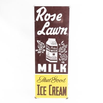 Sale Photo Thumbnail #139: 40" Rose Lawn Milk Ice Cream SSP Advertising Sign