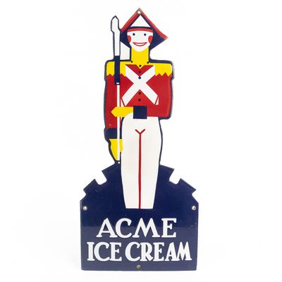 Sale Photo Thumbnail #141: 1930s ACME Ice Cream Quality Guard SSP Ad Sign TAG
