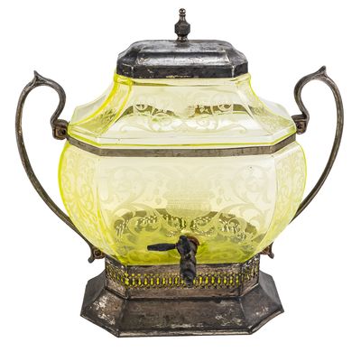 Cambridge Vaseline Glass Beverage Dispenser
