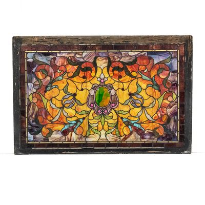 Sale Photo Thumbnail #126: Large Antique Art Nouveau Stained Glass Window