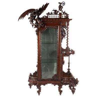 Ornately Hand-Carved Dragon Cabinet w/Shelves