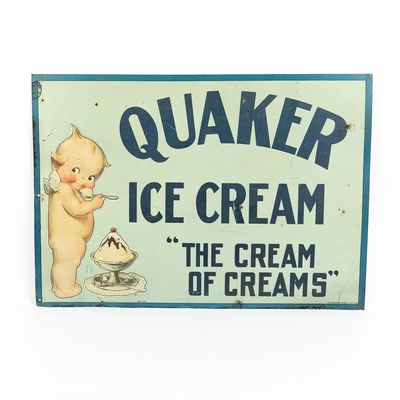 Sale Photo Thumbnail #143: Quaker Ice Cream Rose O'Neill Kewpie SST Ad Sign