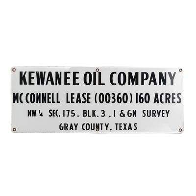 Sale Photo Thumbnail #159: 26" Kewanee Oil Well Lease SSP Advertising Sign