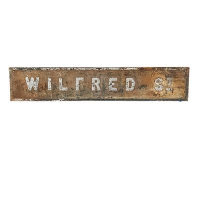 Sale Photo Thumbnail #155: Antique 53" Wilfred St Cast Iron Street Sign