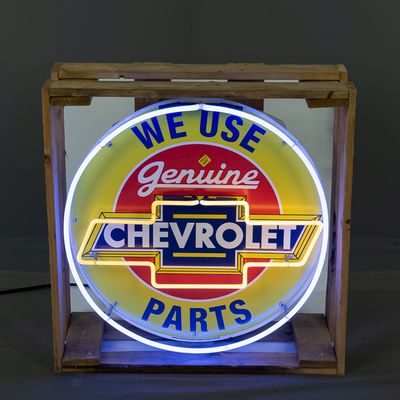Sale Photo Thumbnail #116: We Use Genuine Chevy Parts Neon Advertising Sign