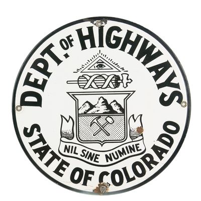Sale Photo Thumbnail #153: 12" Colorado Dept of Highways SSP Advertising Sign