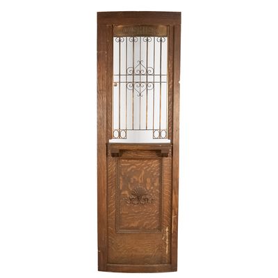 Antique Tiger Oak Cashier Door