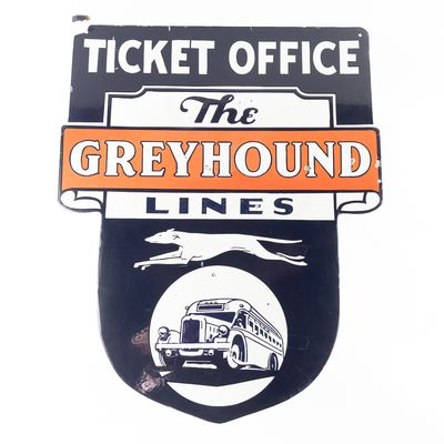 Sale Photo Thumbnail #151: The Greyhound Lines Ticket DSP Advertising Sign