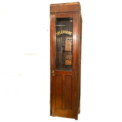 Antique Wooden Telephone Booth w/Bi-Fold Door