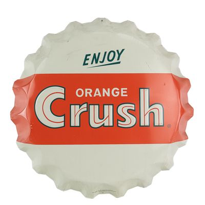 Sale Photo Thumbnail #146: Orange Crush Metal Bottle Cap Sign
