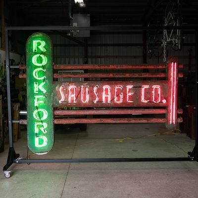 Vintage 9' Rockford Sausage Co DS Neon Sign