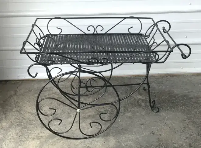Black Metal Patio Serving Cart
