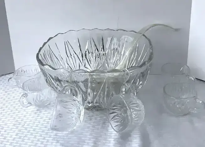Pressed Glass Punch Bowl Set