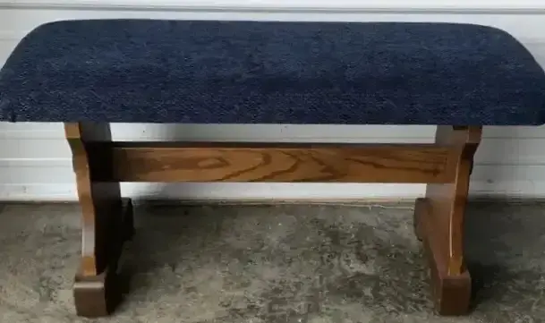 Oak Bench with Upholstered Seat