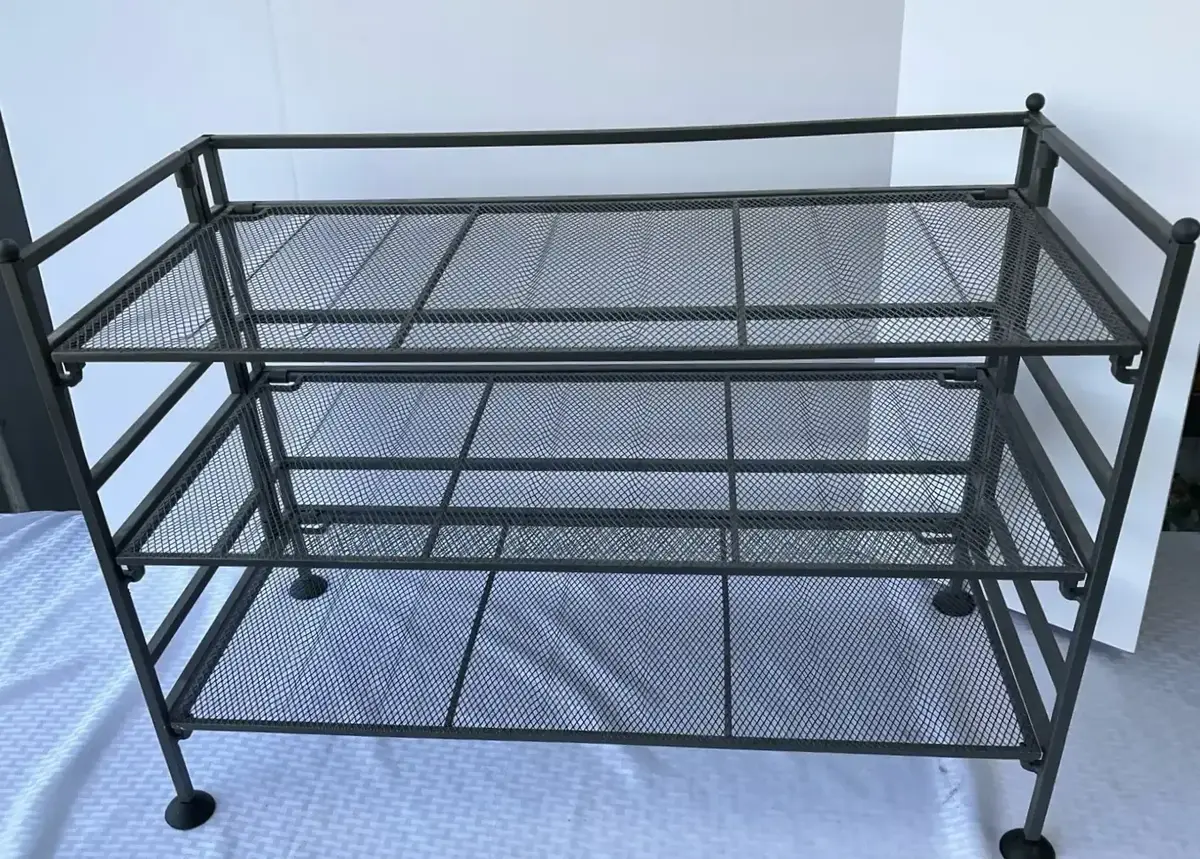 Black Iron Mesh Shelf Rack 