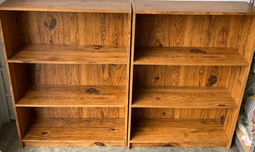 Faux Wood-Grain Bookcases