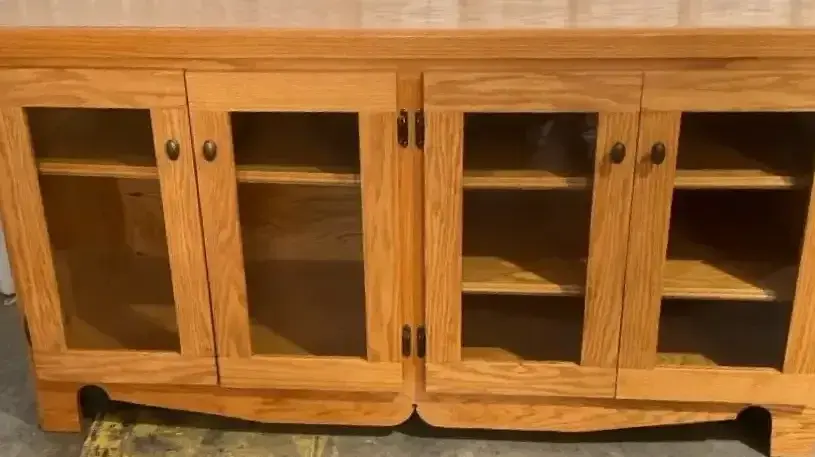 Oak Glass-Front Media Console