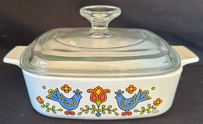 Vintage 1975 Corning Ware Country Festival 1-Qt Casserole With Pyrex Lid
