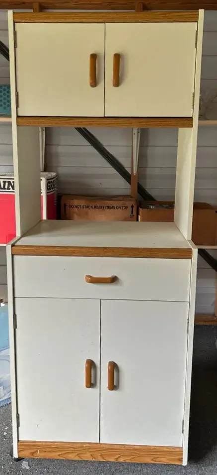 White Rolling Storage Cabinet With Hutch