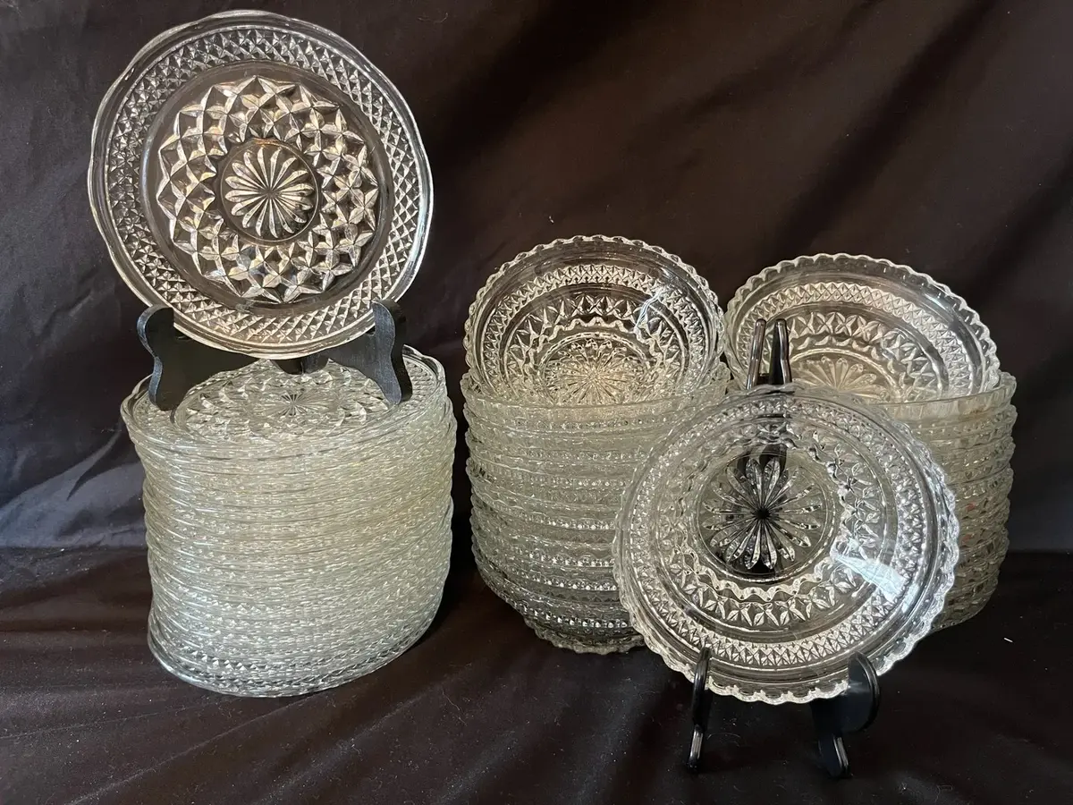 34-Piece Wexford Glass Dessert Plate & Bowl Set