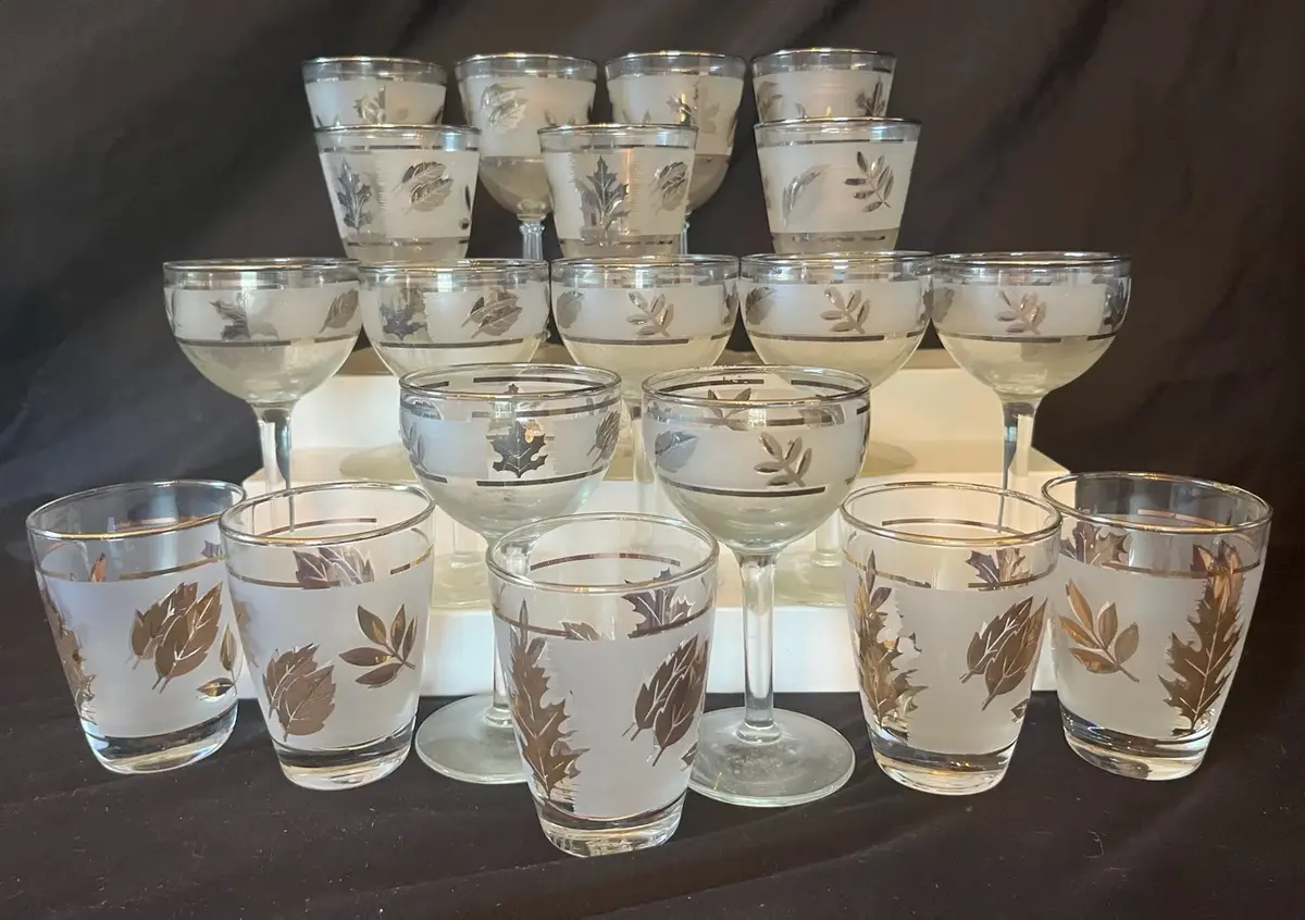 29-Piece Libbey Frosted & Gold Leaf Glassware Set