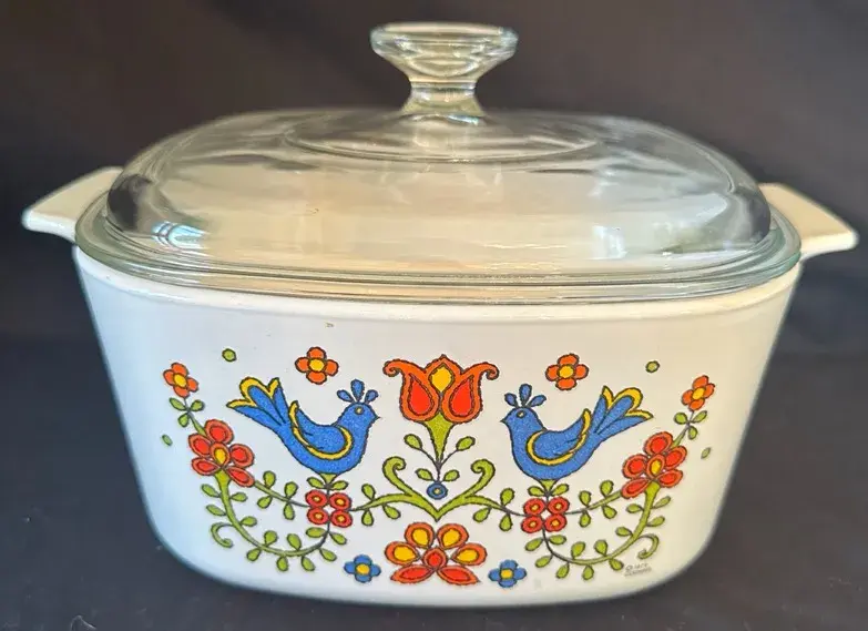 Vintage 1975 Corning Ware Country Festival 3-Qt Casserole With Pyrex Lid