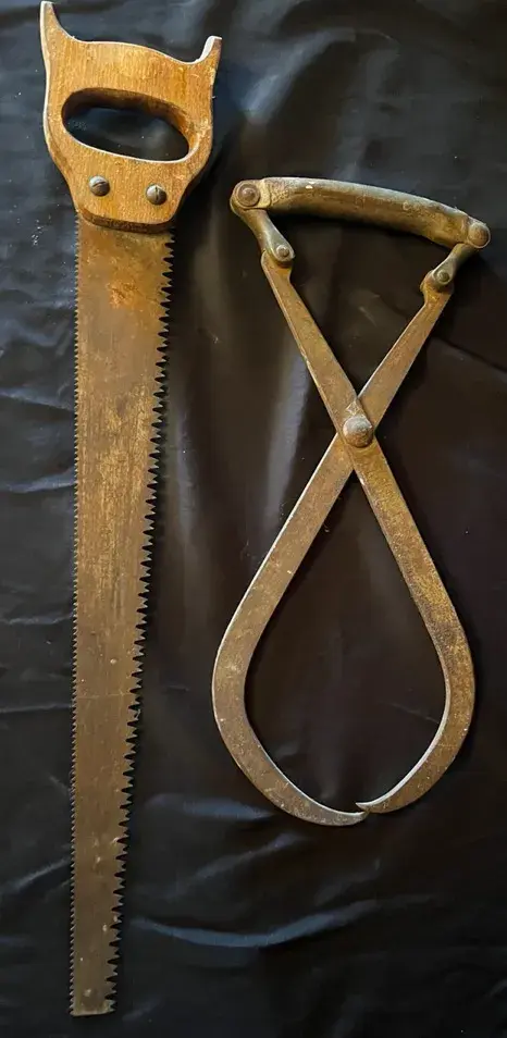 Vintage Ice Tongs & Double-Sided Pruning Saw