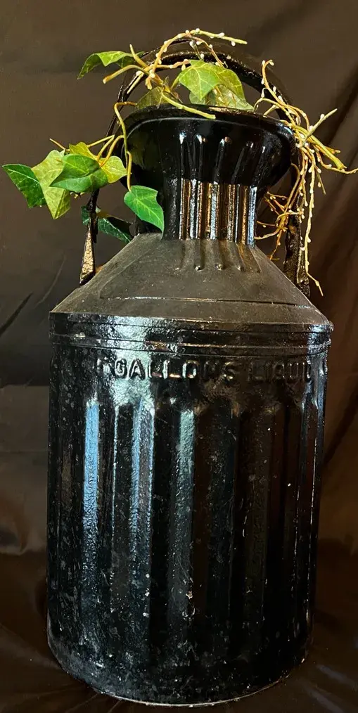 Vintage 5-Gallon Black Metal Utility Can