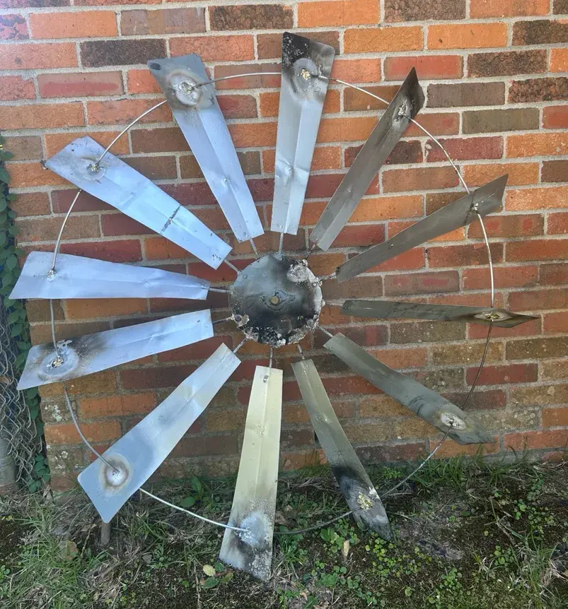 Large Handmade Metal Windmill Yard Decor - 48.75"