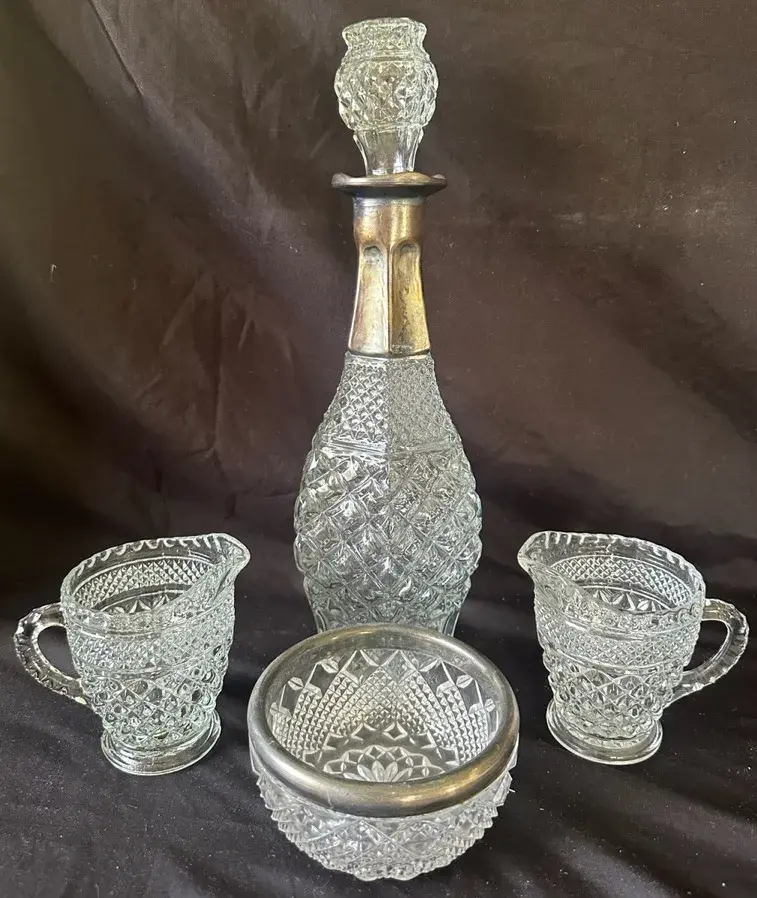 Vintage Anchor Hocking Wexford Glass Decanter & Serveware