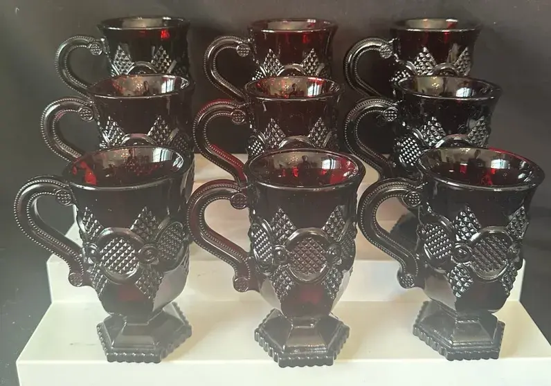 Vintage Avon Cape Cod Pedestal Mugs - Set of 9