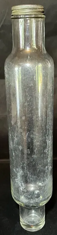 Vintage Glass Rolling Pin With Metal Screw Cap