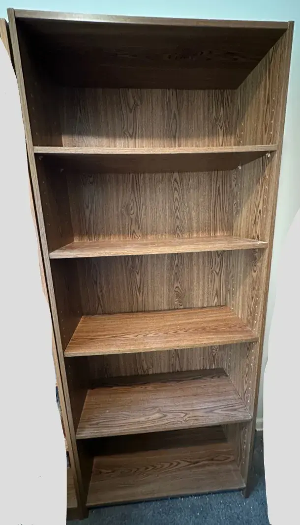 Tall Woodgrain Pressed Wood Bookcase With Adjustable Shelves