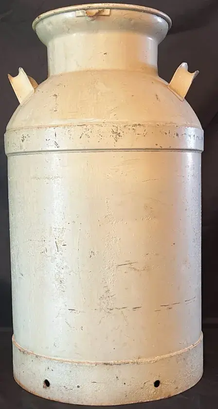 Vintage Painted Metal Milk Can / Dairy Churn